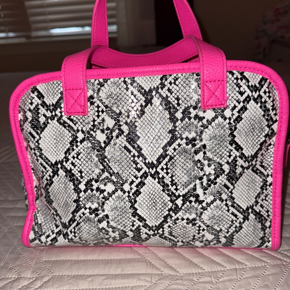 Steve Madden Pink and Black Snakeskin Tote - Picture 9 of 12